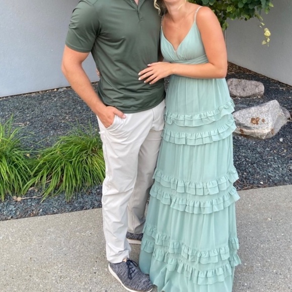 Azazie Rachel Chiffon Matcha Dress - Picture 2 of 4